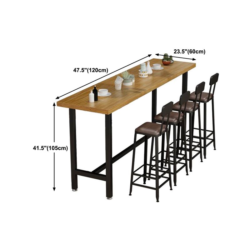 Modern Style Rectangle Bar Table Solid Wood Bistro Bar Desk with Trestle Base Clearhalo 'Bar Furniture' 'Bar Tables' 'bar_tables' 'furn' 'furn_bar_tables' 'Furniture' 'Kitchen & Dining Furniture' 1200x1200_ee5d1512-2b8f-490f-89cd-fe0b374cb44e