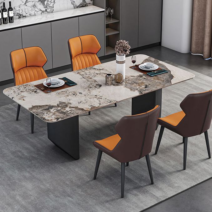 Sintered Stone Top Dining Table Rectangle Table with Metal Double Pedestal Clearhalo ' dining_table' 'Dining Tables & Seating' 'Dining Tables' 'furn' 'furn_dining_table' 'Furniture' 'furniture_dining_table' 'Kitchen & Dining Furniture' 'kitchen&dining_furn' 'kitchen' 'kitchen_dining_table' 1200x1200_ee5edc88-2f19-4120-9f7a-724bbc323163