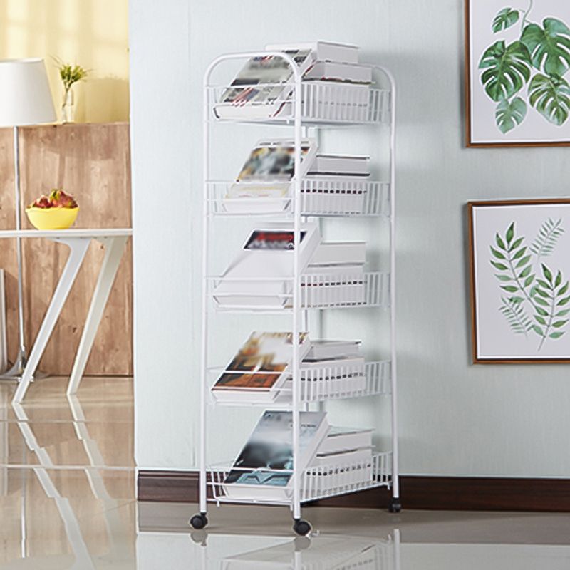 Contemporary Style Metal Geometric Bookcase Open Back Bookcase with Wheels Clearhalo 'Bookcases' 'furn' 'furn_bookcases' 'Furniture' 'furniture_bookcases' 'kitchen' 'kitchen_bookcases' 'Living Room Furniture' 'Office Furniture' 1200x1200_ee601adc-d72f-4849-817c-a4dd591230f6