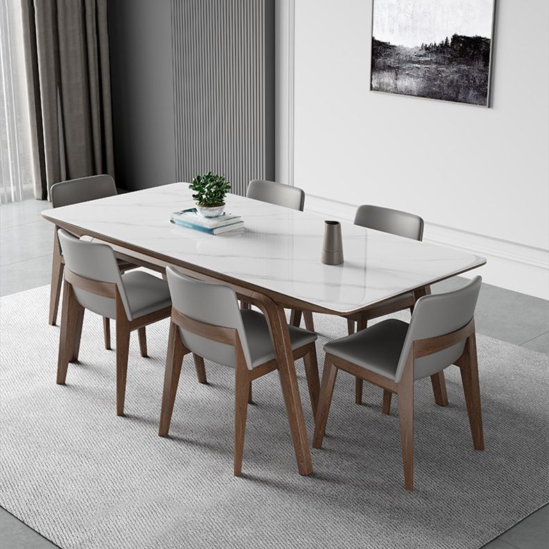 Modern Style Rectangle Table Set 1/2/3/4/5/7 Pieces Dining Set with Wood Legs Clearhalo 'Dining Room Sets' 'Dining Tables & Seating' 'dining_room_set' 'furn' 'furn_dining_room_set' 'Furniture' 'Kitchen & Dining Furniture' 1200x1200_ee60dceb-1ceb-482e-beca-bfca02d2f33a