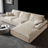 31.5"H White Faux Leather Pillow Top Arm Sofa & Chaise for Living Room