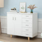 Rectangle Wood Accent Cabinet with 5 Drawers and Straight Legs Side Cabinet