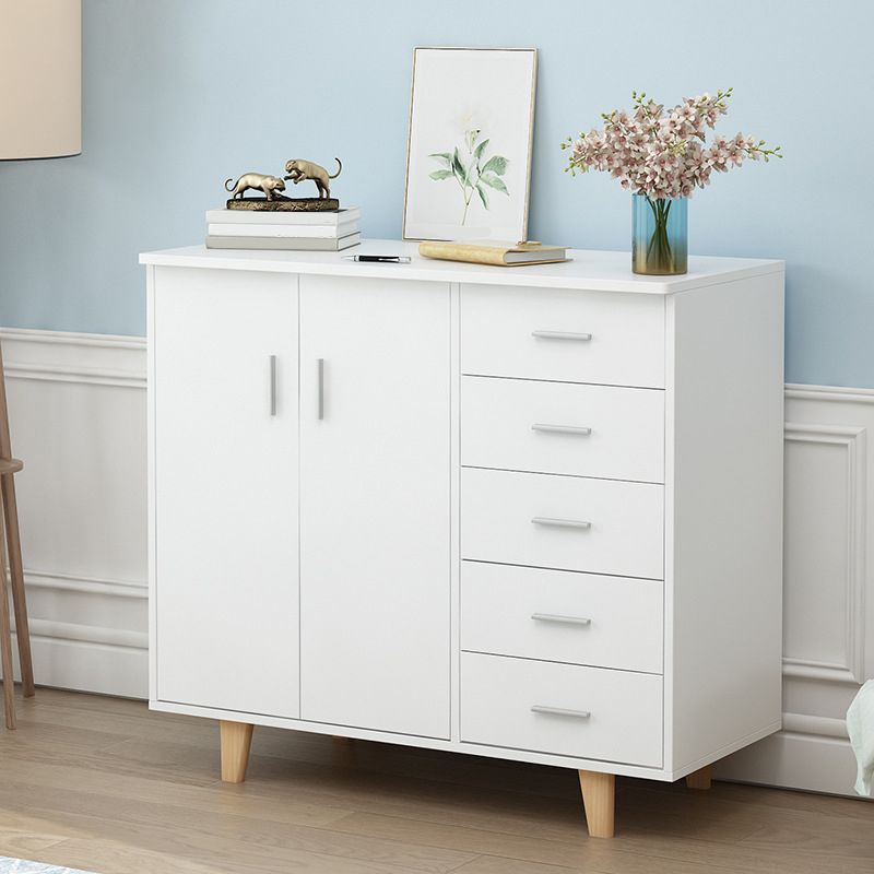 Rectangle Wood Accent Cabinet with 5 Drawers and Straight Legs Side Cabinet