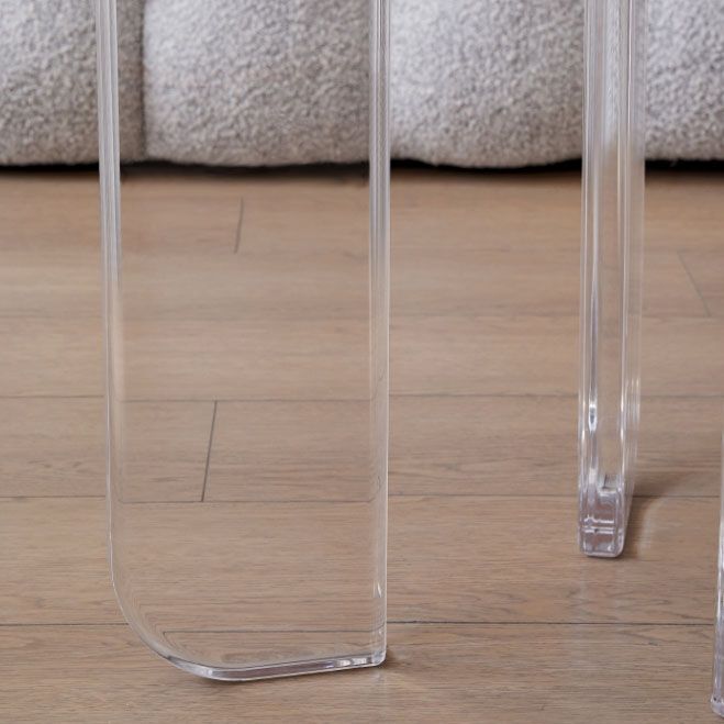 Round White Acrylic Coffee Table Contemporary 3 Legs Cocktail Table