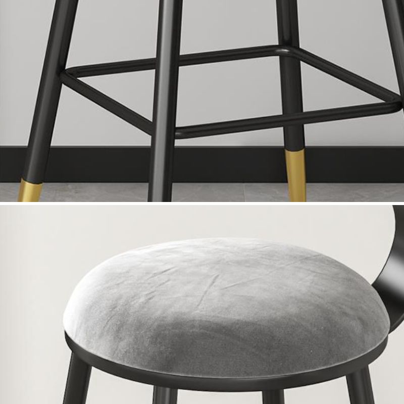 Taburete moderno de frases de respaldo de respaldo sin brazo con cojín de terciopelo y pedal