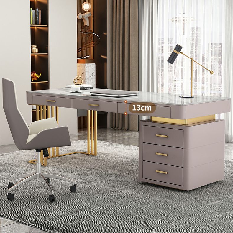 29.25-inch Height Classic Glam Office Desk Curved Stone Writing Desk Clearhalo 'furn' 'furn_office_desk' 'Furniture' 'Office Desks' 'Office Furniture' 'office_desk' 1200x1200_ee66c70d-7ad8-4cc6-a179-33ec481bc938