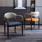 Scandinavian Style Open Back Dining Chair Black Finish Metal Upholstered Side Chair for Home Use Clearhalo ' kitchen&dining_furn' 'Dining Chairs' 'Dining Tables & Seating' 'dining_chair' 'Furniture' 'furniture_dining_chair' 'Kitchen & Dining Furniture' 'kitchen' 1200x1200_ee673e47-d050-4f04-b3ff-e82691c1907e