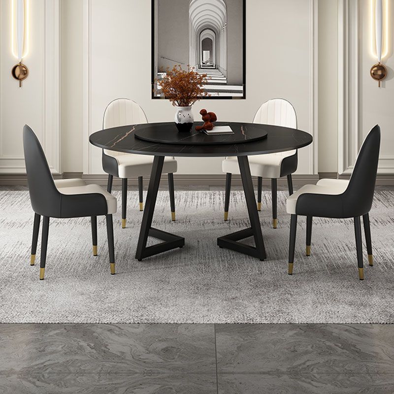 Modern Round Standard Height Dining Table Stone Double Pedestal Dining Table Clearhalo 'Dining Tables & Seating' 'Dining Tables' 'dining_table' 'furn' 'furn_dining_table' 'Furniture' 'furniture_dining_table' 'Kitchen & Dining Furniture' 'kitchen' 'kitchen_dining_table' 1200x1200_ee6a1a2f-c6f0-4e5f-9643-9cb2fb419851