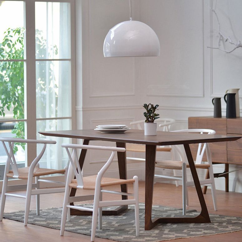 Modern Style Rectangle Dinner Table Solid Wood Double Pedestal Base Table for Home Use Clearhalo ' dining_table' 'Dining Tables & Seating' 'Dining Tables' 'furn' 'furn_dining_table' 'Furniture' 'furniture_dining_table' 'Kitchen & Dining Furniture' 'kitchen&dining_furn' 'kitchen' 'kitchen_dining_table' 1200x1200_ee6ba453-50d7-4a5c-b537-ddcc6755bfc8