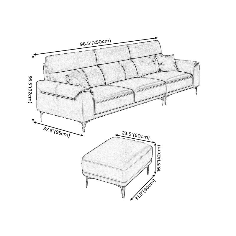 Dark Gray Genuine Leather Sofa and Chaise Pillow Top Arm Sectional for Living Room Clearhalo 'furn' 'furn_sectionals' 'Furniture' 'furniture_sectionals' 'Living Room Furniture' 'Sectionals' 1200x1200_ee6e6046-be02-4893-bb93-b8d2b0f2462b
