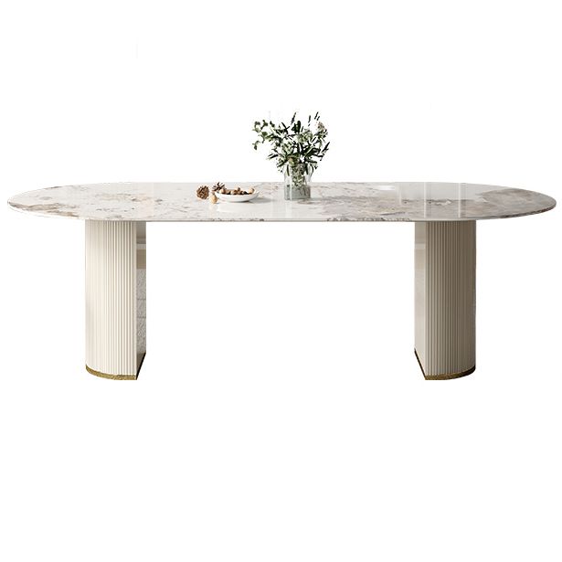 Traditional Luxury Furniture Oval Double Pedestal Dining Room Table for Home Clearhalo 'Dining Tables & Seating' 'Dining Tables' 'dining_table' 'furn' 'furn_dining_table' 'Furniture' 'Kitchen & Dining Furniture' 1200x1200_ee6ec16c-4a24-4f73-b2ac-85a9b9c0f634