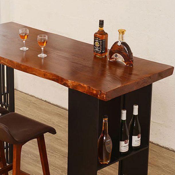 Solid Wood Bar Dining Table Industrial Bar Dining Table with Double Pedestal Base Clearhalo 'Bar Furniture' 'Bar Tables' 'bar_tables' 'furn' 'furn_bar_tables' 'Furniture' 'furniture_bar_tables' 'Kitchen & Dining Furniture' 1200x1200_ee724a3a-689e-4ba3-9fb5-ddb9b5c70d1c
