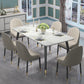 Modern Sintered Stone Table Set of 5/7 with Rectangle White Table Dining Set with PU Leather Chairs Clearhalo 'Dining Room Sets' 'Dining Tables & Seating' 'dining_room_set' 'furn' 'furn_dining_room_set' 'Furniture' 'furniture_dining_room_set' 'Kitchen & Dining Furniture' 'kitchen&dining_furn' 'kitchen' 1200x1200_ee77d848-325f-4b6c-bb03-7d074ae2df1d