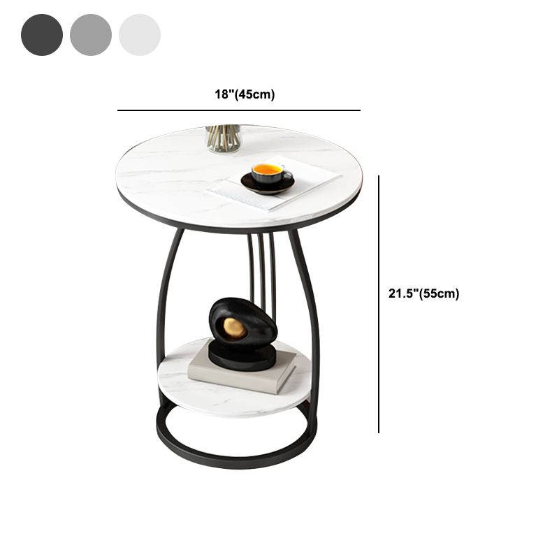 Modernistic Metal Frame End Table Round End Table with Slate Top