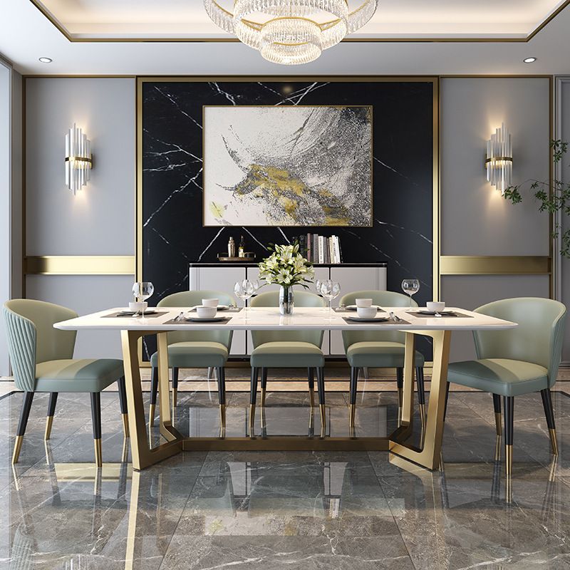 Nordic Glam 1/4/5/6/7 Pieces Dining Sintered Stone Dining Table Set with Metal Legs Clearhalo 'Dining Room Sets' 'Dining Tables & Seating' 'dining_room_set' 'furn' 'furn_dining_room_set' 'Furniture' 'furniture_dining_room_set' 'Kitchen & Dining Furniture' 'kitchen&dining_furn' 'kitchen' 1200x1200_ee7a06b0-6d56-4a21-8e83-d5de4b499918