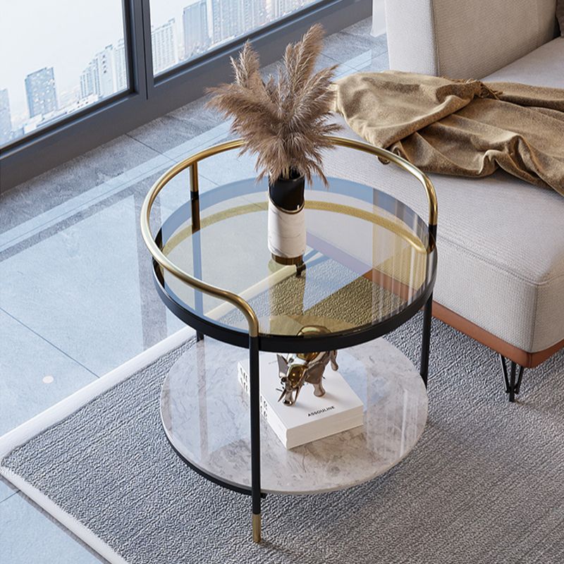 Contemporary with Shelf 3 Legs Round Double Tier Side End Table Clearhalo 'Coffee & Accent Tables' 'End & Side Tables' 'end_side_tables' 'furn' 'furn_end_side_tables' 'Furniture' 'Living Room Furniture' 1200x1200_ee7db010-1510-4b7a-92c2-1c28d508d768