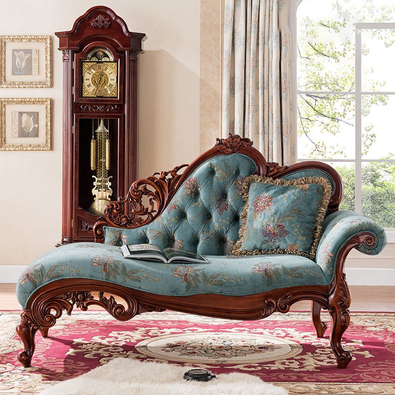 French Country Upholstered Chaise Lounge Couch One Armed Lounge Chair