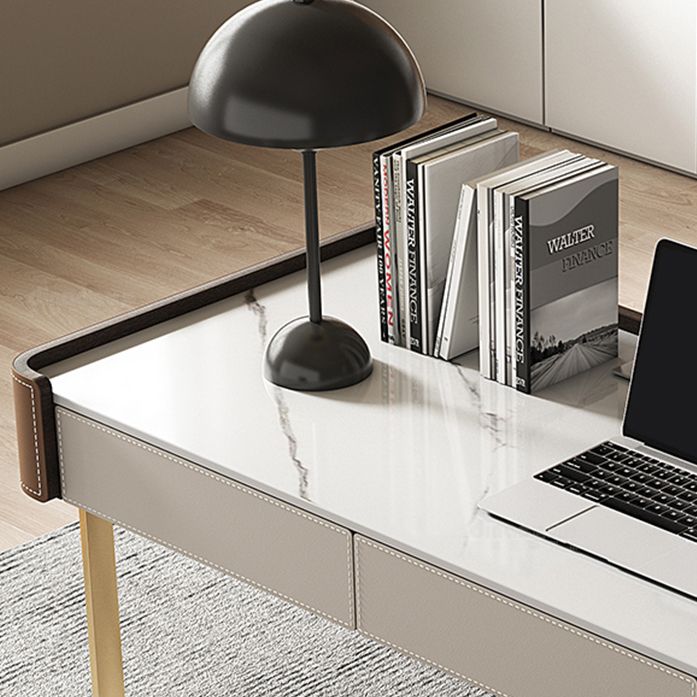 Stein gebogener Schreibtisch Glam 29.53 "großer Büroschreibtisch mit Schubladen