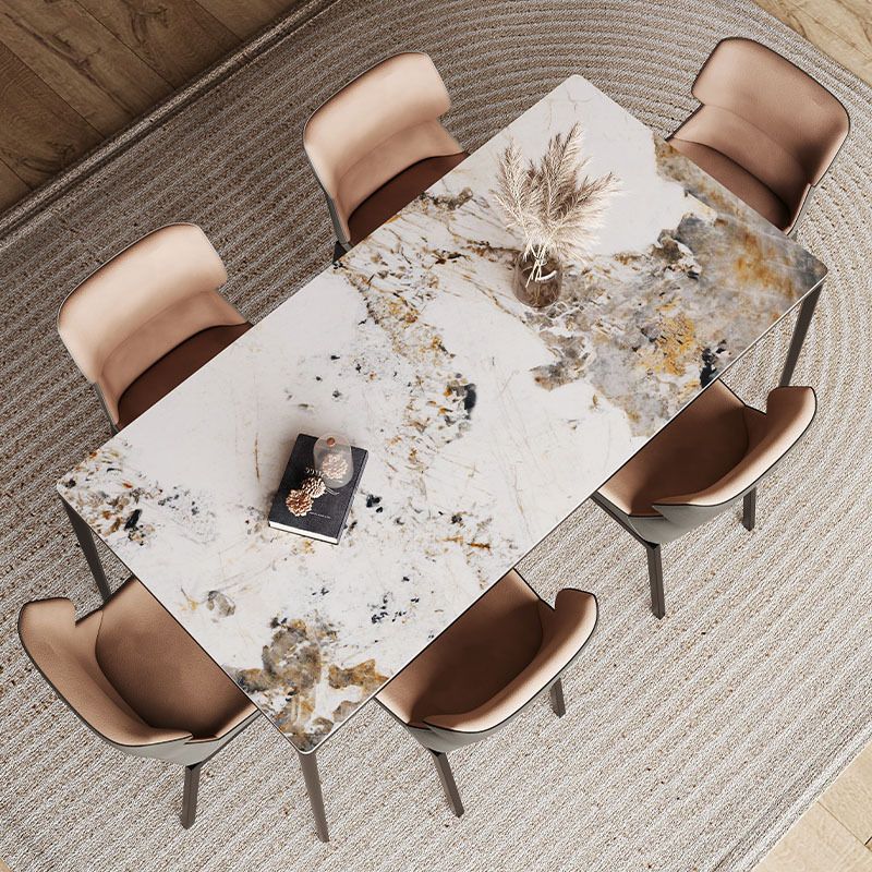 Designer Style Rectangle Sintered Stone Dining Set 1/2/5/7 Pieces Dining Table with Chairs Clearhalo 'Dining Room Sets' 'Dining Tables & Seating' 'dining_room_set' 'furn' 'furn_dining_room_set' 'Furniture' 'furniture_dining_room_set' 'Kitchen & Dining Furniture' 1200x1200_ee804f4c-4b75-4d6e-9b66-63e3fbcbbcac