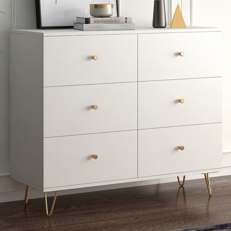 Accent contemporain blanc armoire d'accent rectangle avec tiroirs, résistant aux rayures