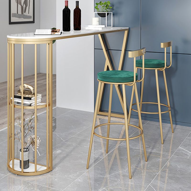 Contemporary Velvet Counter Stool Round Living Room Bar Stool with Metal Legs Clearhalo 'Bar Furniture' 'Bar Stools' 'bar_stools' 'furn' 'furn_bar_stools' 'Furniture' 'Kitchen & Dining Furniture' 1200x1200_ee84a7e8-f7b1-4b03-afb5-e9a29f26b060