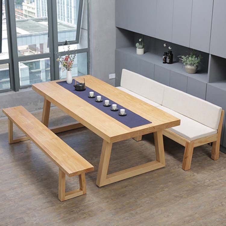 Modern Double Pedestal Dining Table Wood Table for Kitchen Dining Room Clearhalo 'Dining Tables & Seating' 'Dining Tables' 'dining_table' 'furn' 'furn_dining_table' 'Furniture' 'Kitchen & Dining Furniture' 1200x1200_ee8715a7-8daa-43fa-ba5a-bd74559ed51b