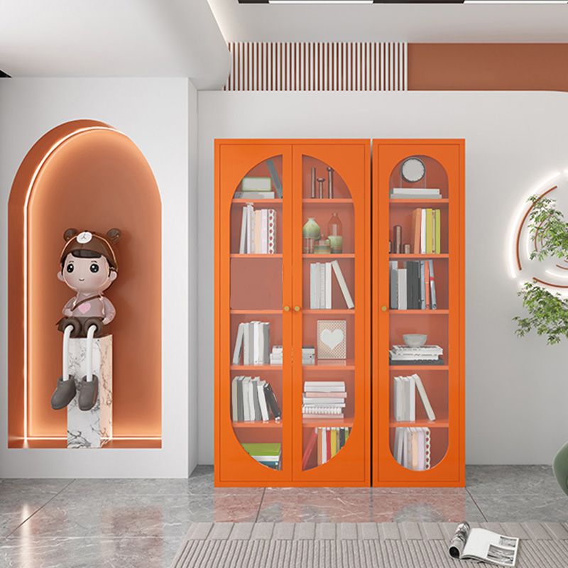 Modern Metal Bookcase Standard Shelves Included Bookshelf with Glass Doors