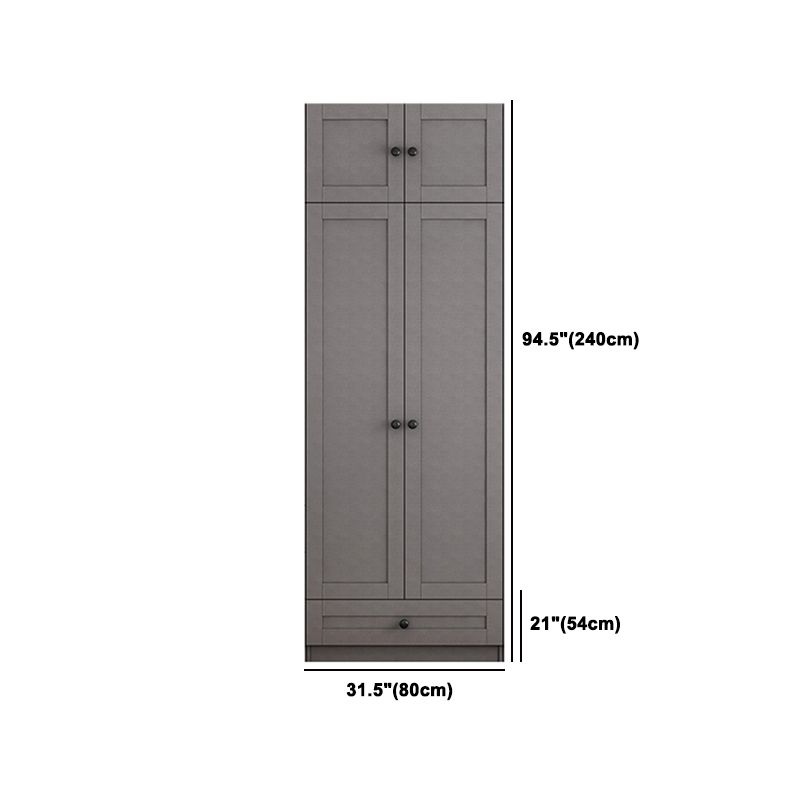 Contemporary Grey Wardrobe Armoire Engineered Wood Wardrobe Closet