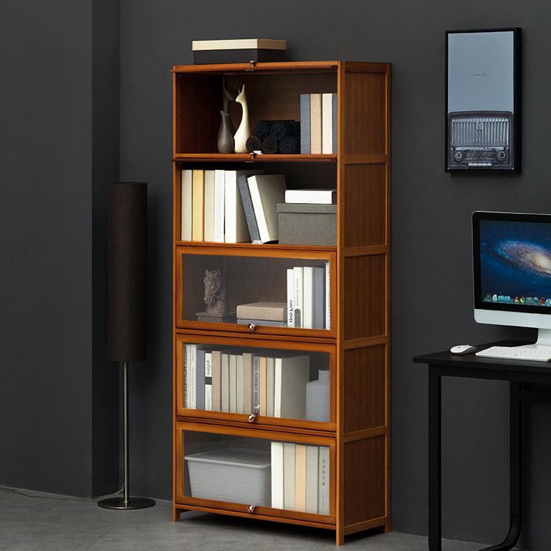Modern Brown Book Shelf Bamboo Bedroom Shelf Bookcase with Cabinets Clearhalo 'Bookcases' 'furn' 'furn_bookcases' 'Furniture' 'Office Furniture' 1200x1200_ee8cd1fa-c8da-4818-afb1-617a7e3d81a6