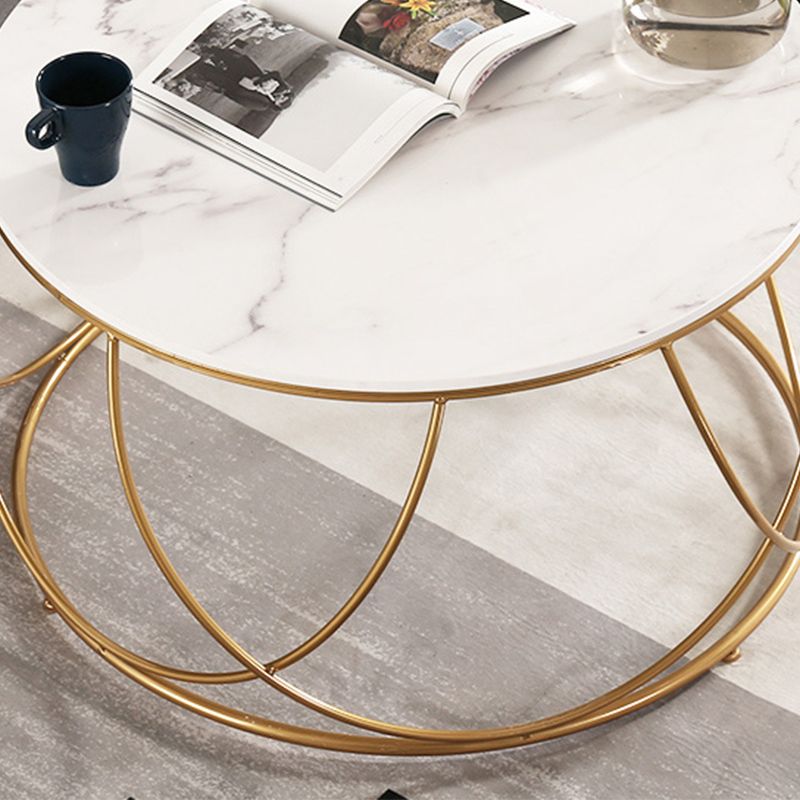 Frame Glam Cocktail Table Stone Round Nesting Coffee Table Set Clearhalo 'Coffee & Accent Tables' 'Coffee Tables' 'coffee_tables' 'furn' 'furn_coffee_tables' 'Furniture' 'Living Room Furniture' 1200x1200_ee8db41f-4c27-4784-b61e-fe13d62feb77