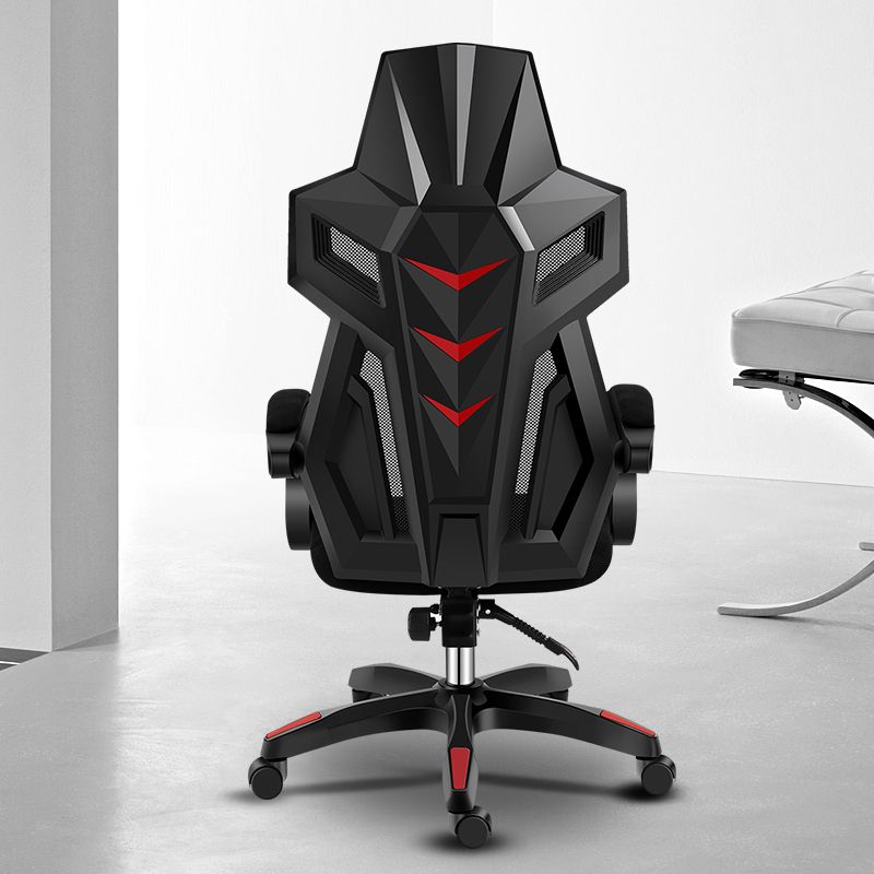 Black Nylon Frame Modern Gaming Chair Swivel Computer Desk Chair with Padded Arms Clearhalo 'furn' 'furn_office_chair' 'Furniture' 'furniture_office_chair' 'Office Chairs' 'Office Furniture' 'office_chair' 1200x1200_ee8f7e77-a143-4bbd-9aae-a4b39de0a974