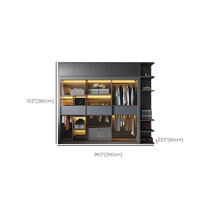 Mobile moderno mobile grigio mobile a specchio con porte di vetro