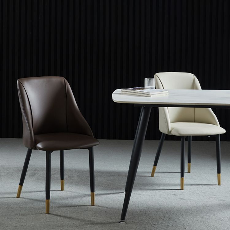 Leather Upholstered Armless Dining Chairs Home Side Chairs with Metal Legs Clearhalo ' kitchen&dining_furn' 'Dining Chairs' 'Dining Tables & Seating' 'dining_chair' 'furn' 'furn_dining_chair' 'Furniture' 'furniture_dining_chair' 'Kitchen & Dining Furniture' 'kitchen' 1200x1200_ee93e26b-83ab-4be5-bc2e-f87ae65aef2f