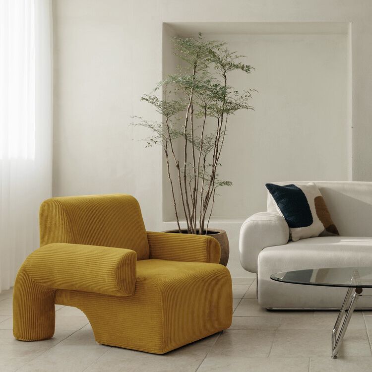 Mid-Century Modern Sled Accent Armchair Fixed Back Arm Chair for Living Room and Bedroom