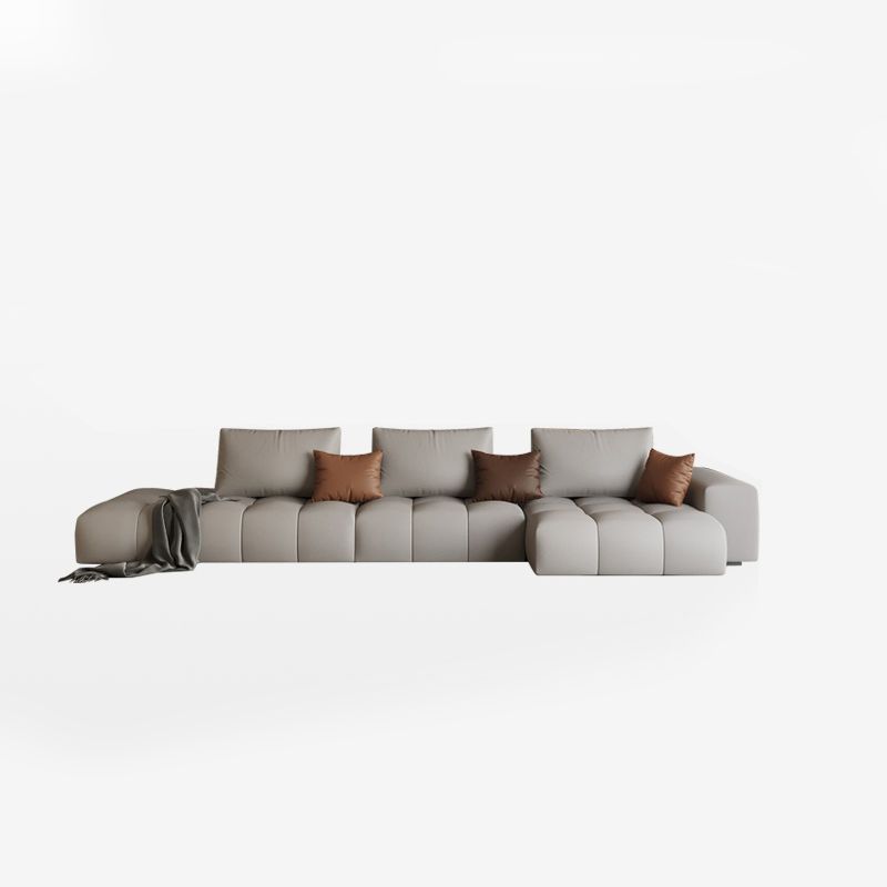 American Traditional Faux Leather Cushions Sofa 37.4"High Square Arm Sofa,White Clearhalo 'furn' 'furn_sectionals' 'Furniture' 'furniture_sectionals' 'kitchen' 'kitchen_sectionals' 'Living Room Furniture' 'Sectionals' 1200x1200_ee942846-6fdf-4f97-874e-47fc5dce46d9