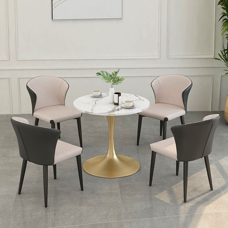 Modern Round Dining Table for Kitchen Dinette Table with Metal Tulip Clearhalo 'Dining Tables & Seating' 'Dining Tables' 'dining_table' 'furn' 'furn_dining_table' 'Furniture' 'Kitchen & Dining Furniture' 1200x1200_ee943573-fb9d-4142-954d-92e57bd753a3