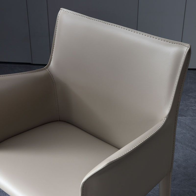 Solid Back Dining Chair Designer Style Dining Room Leather Arm Chair