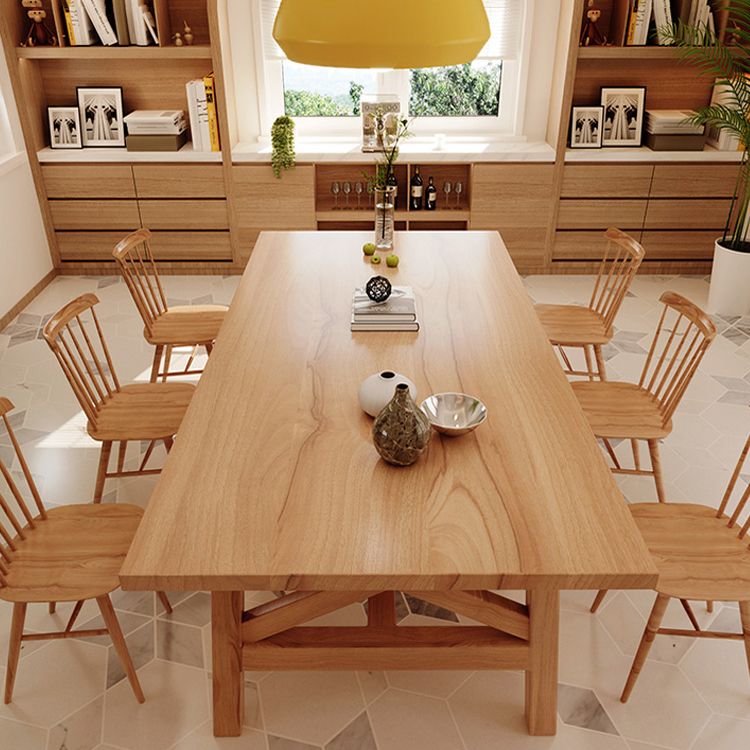 Simplicity Pine Solid Wood Dining Table Rectangular Table in Wood Color with Four-leg Clearhalo ' dining_table' 'Dining Tables & Seating' 'Dining Tables' 'furn' 'furn_dining_table' 'Furniture' 'furniture_dining_table' 'Kitchen & Dining Furniture' 'kitchen&dining_furn' 'kitchen' 'kitchen_dining_table' 1200x1200_eea38f4e-97b7-4c19-bbb8-569d497347c3