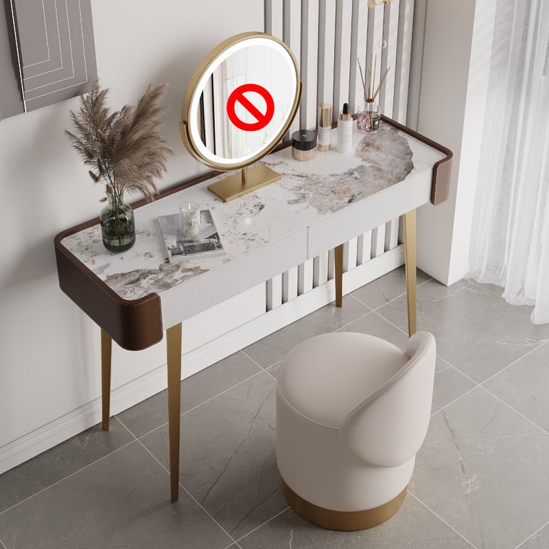 Tavolo da toeletta da toeletta da 2-cadder con trucco in pelle in pelle