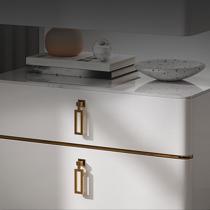 Modern 21 inch H Nachttafel Open opslag 2-ladjes Stone Top Nightstand