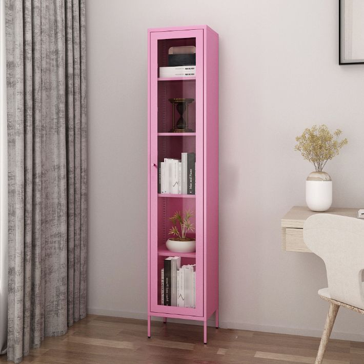 Scandinavian Standard Bookcase Metal Closed Back Bookshelf with Door Clearhalo 'Bookcases' 'furn' 'furn_bookcases' 'Furniture' 'furniture_bookcases' 'Office Furniture' 1200x1200_eea807c9-0464-4a73-bfb4-f1e479a459a2