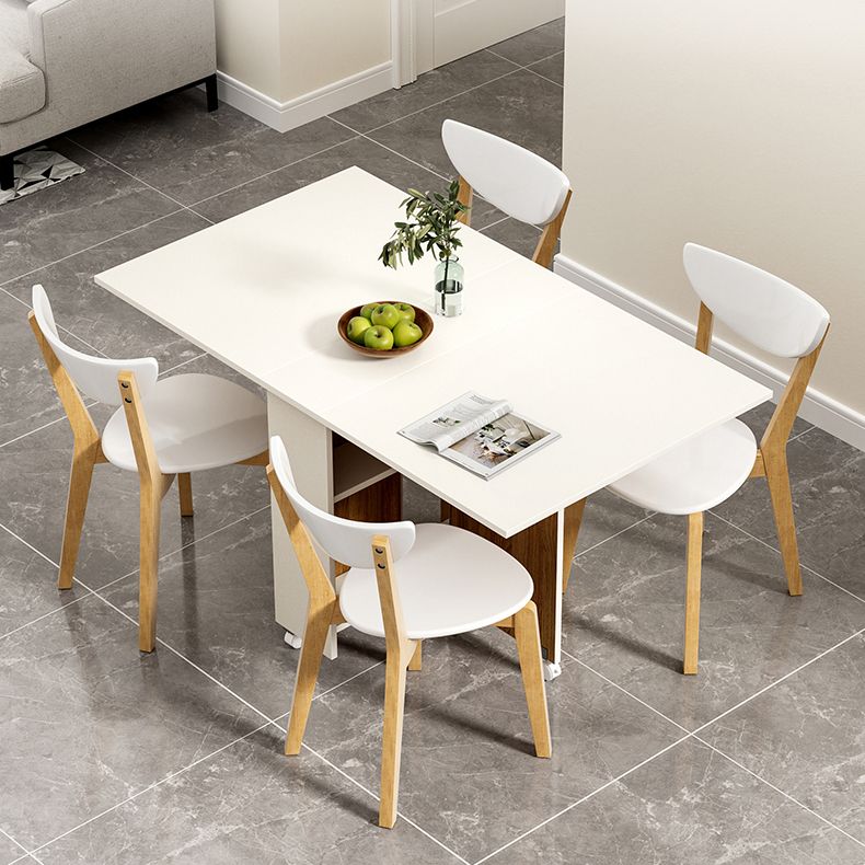 Modern Folding Dining Table Rectangle Wooden Tabletop with Storage Clearhalo 'Dining Tables & Seating' 'Dining Tables' 'dining_table' 'furn' 'furn_dining_table' 'Furniture' 'Kitchen & Dining Furniture' 1200x1200_eea934ed-ec28-4285-ba12-ccdf9c99b686