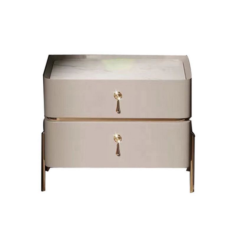 Leather Nightstand with 4 Legs Glam Night Table with Drawers Clearhalo 'Bedroom Furniture' 'furn' 'furn_night_stand' 'Furniture' 'night_stand' 'Nightstands' 1200x1200_eea96003-3214-44cc-93bc-aafa0dad5c00