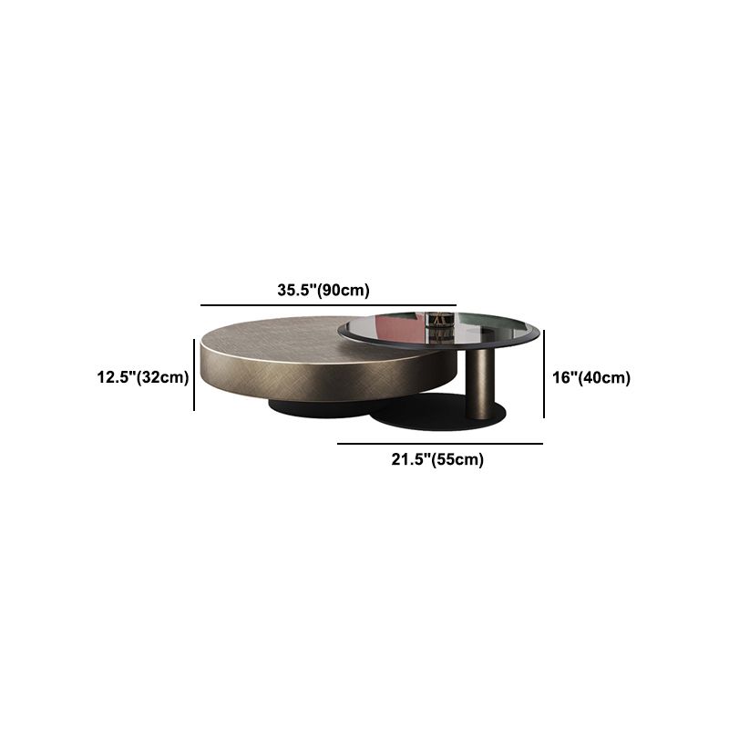 Mid-Century Modern Round Coffee Table Metal Cocktail Table in Distressed Finish Clearhalo 'Coffee & Accent Tables' 'Coffee Tables' 'coffee_tables' 'furn' 'furn_coffee_tables' 'Furniture' 'Living Room Furniture' 1200x1200_eea96a81-31ef-44b5-bbda-938c1e6cfba8