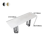 Industrial Marble Bar Table with Rectangle Table Top Double Pedestal Table - 39" H Clearhalo 'Bar Furniture' 'Bar Tables' 'bar_tables' 'furn' 'furn_bar_tables' 'Furniture' 'furniture_bar_tables' 'Kitchen & Dining Furniture' 1200x1200_eea9bbff-5273-44f6-a4f4-ca3c6baacead