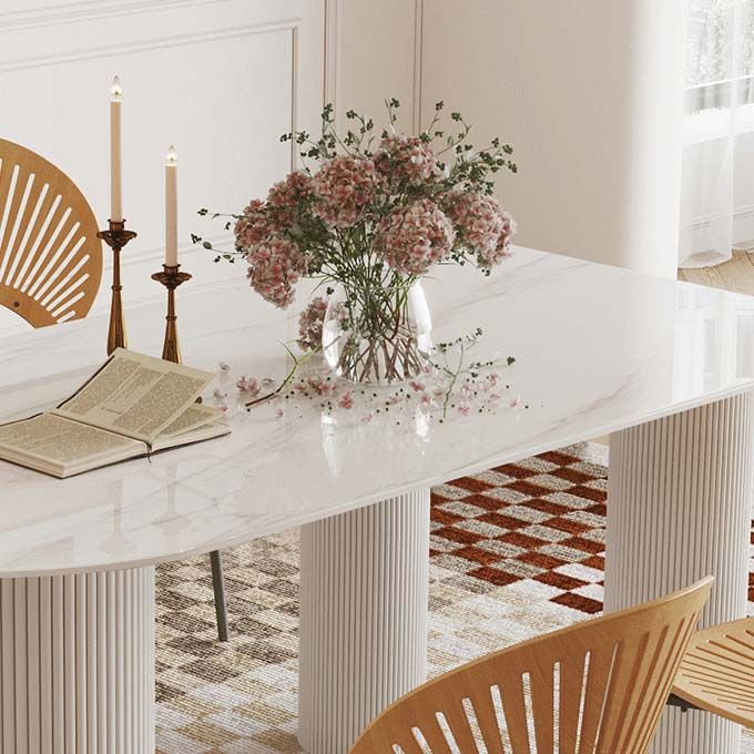 Contemporary Free Form Dining Table White Stone Top Table for Home Clearhalo 'Dining Tables & Seating' 'Dining Tables' 'dining_table' 'furn' 'furn_dining_table' 'Furniture' 'Kitchen & Dining Furniture' 1200x1200_eeab4fea-3073-4710-83f3-a00f6ace4030