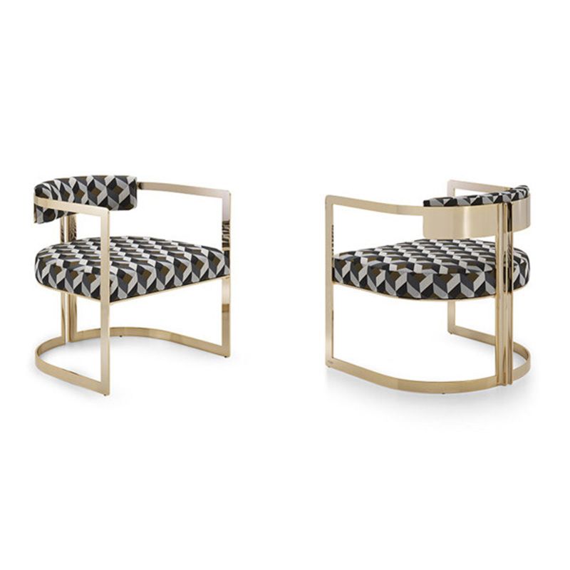 Silla de brazo tapizado silla de comedor de estilo moderno con patas de metal