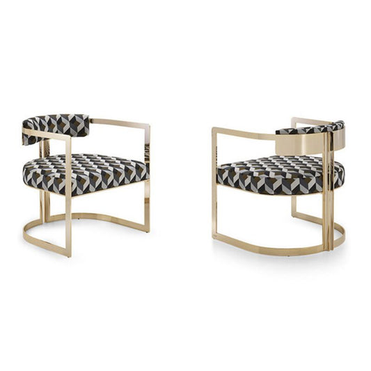 Silla de brazo tapizado silla de comedor de estilo moderno con patas de metal