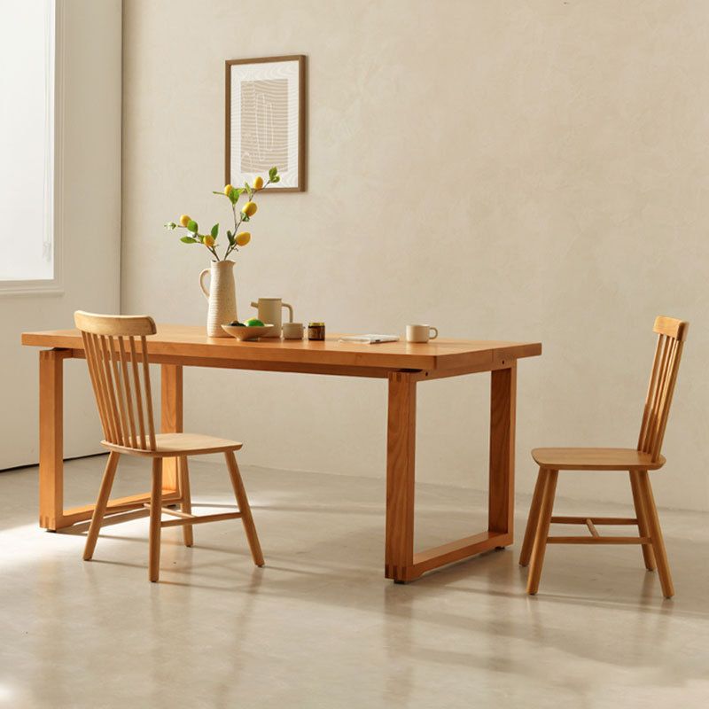 Modern Rectangle Dining Set 1/3/5 Pieces Solid Wood Dining Table with Slat Back Chairs