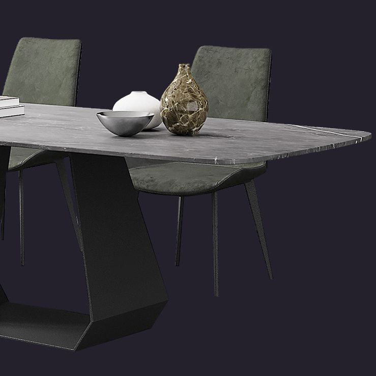 Rectangular Sintered Stone Dining Table Modern Dining Table with Metal Base Clearhalo 'Dining Tables & Seating' 'Dining Tables' 'dining_table' 'furn' 'furn_dining_table' 'Furniture' 'Kitchen & Dining Furniture' 1200x1200_eeaf9b57-6b7e-4482-b9d8-d4a7374610d0